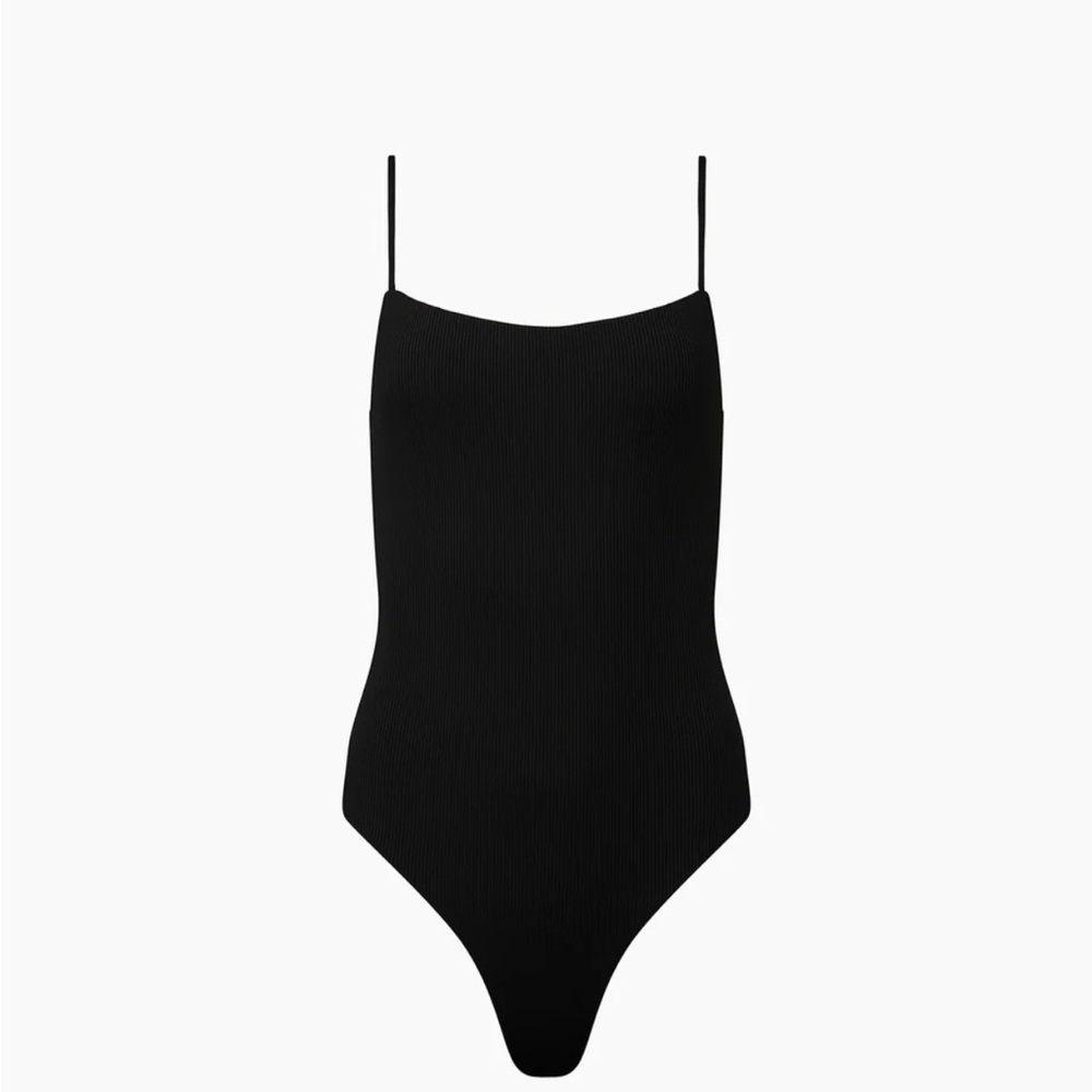 Onia Black Ribbed Bodysuit